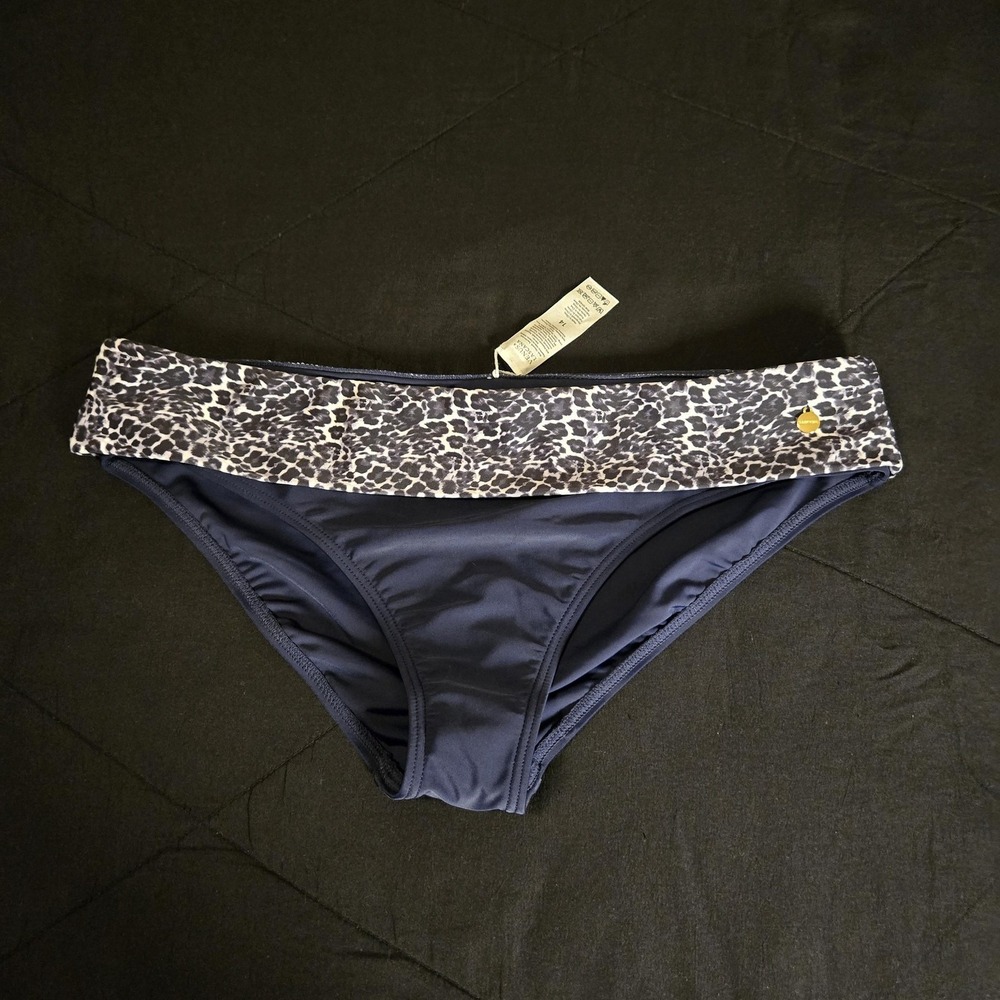 VENUS X LASCANA Swim Bottom Womens 14 Blue Leopard Print Waist Bikini Swimwear